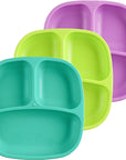 Re-Play 3 PK Packaged Divided Plates Mermaid - (Aqua, Lime Green and Purple) (Min. of 2 PK, Multiples of 2 PK)