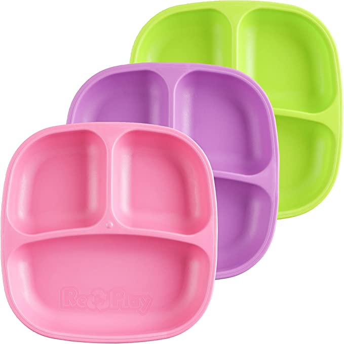 Re-Play 3 PK Packaged Divided Plates Butterfly - (Green, Bright Pink, Purple) (Min. of 2 PK, Multiples of 2 PK)