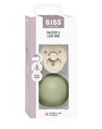 BIBS Colour Pacifier Round Latex Vanilla & Pacifier Case Mini Sage (Min. of 2 PK, multiples of 2 PK)