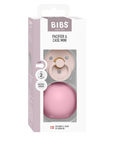 BIBS Colour Pacifier Round Latex Vanilla & Pacifier Case Mini Baby Pink (Min. of 2 PK, multiples of 2 PK)