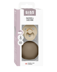 BIBS Colour Pacifier Round Latex Vanilla & Pacifier Case Mini Dark Oak (Min. of 2 PK, multiples of 2 PK)