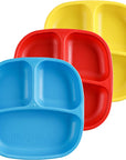 Re-Play 3 PK Packaged Divided Plates, Primary - (Red, Sky Blue, Yellow) (Min. of 2 PK, Multiples of 2 PK)