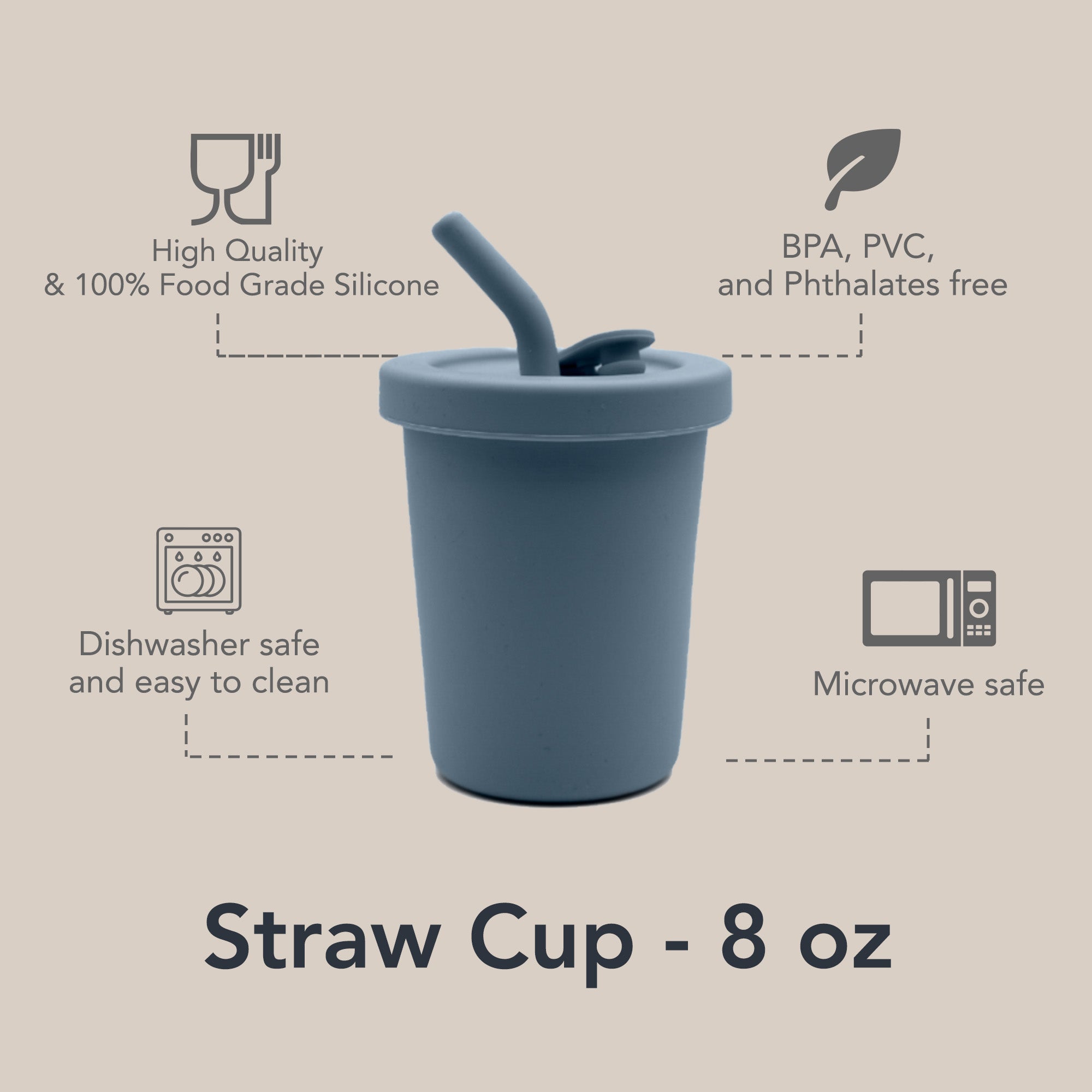 noüka Straw Cup 8 OZ - Deep Ocean (Min. of 2 PK, Multiples of 2 PK)