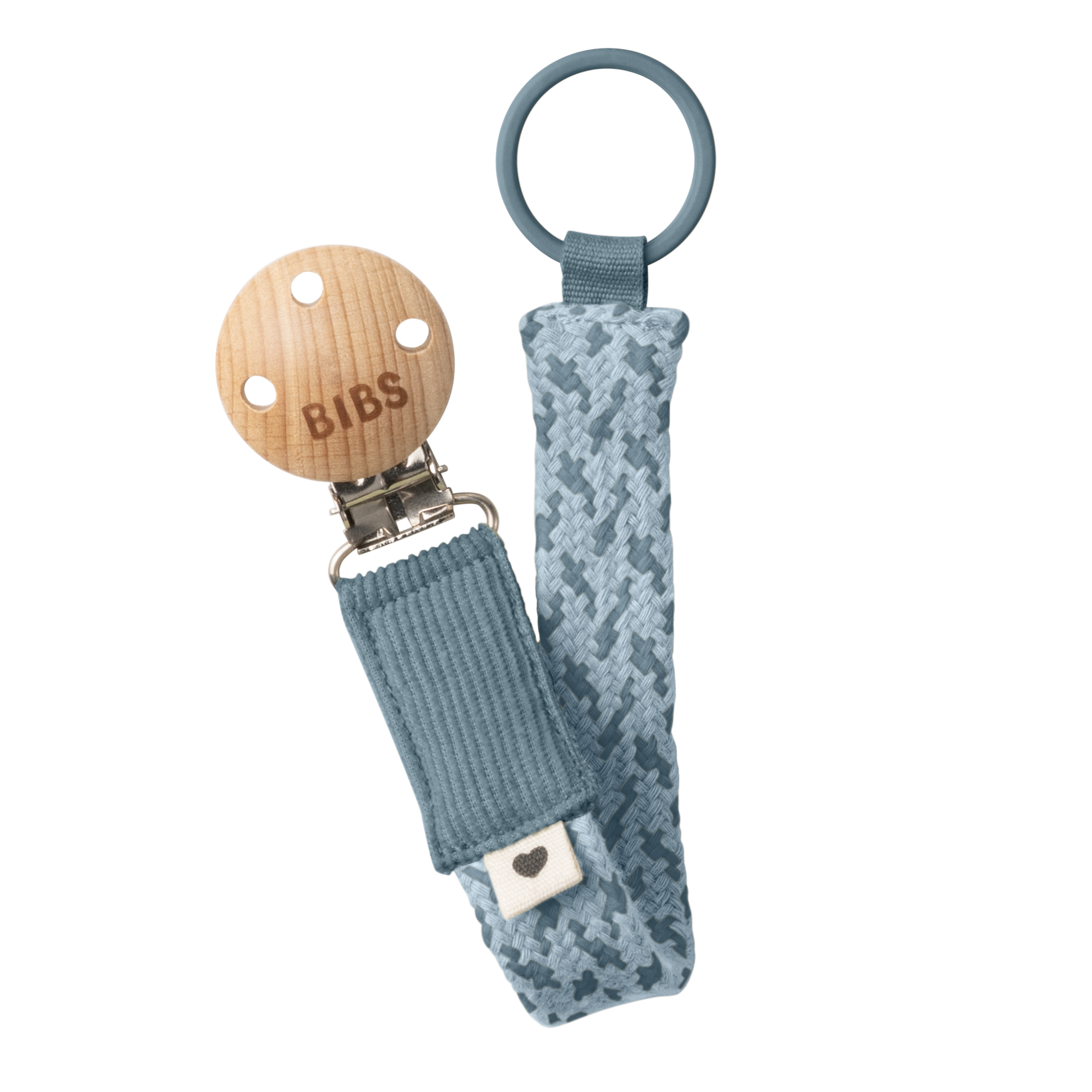 BIBS Pacifier Clip Petrol / Baby Blue ONE SIZE (Min. of 2 PK , multiples of 2 PK)