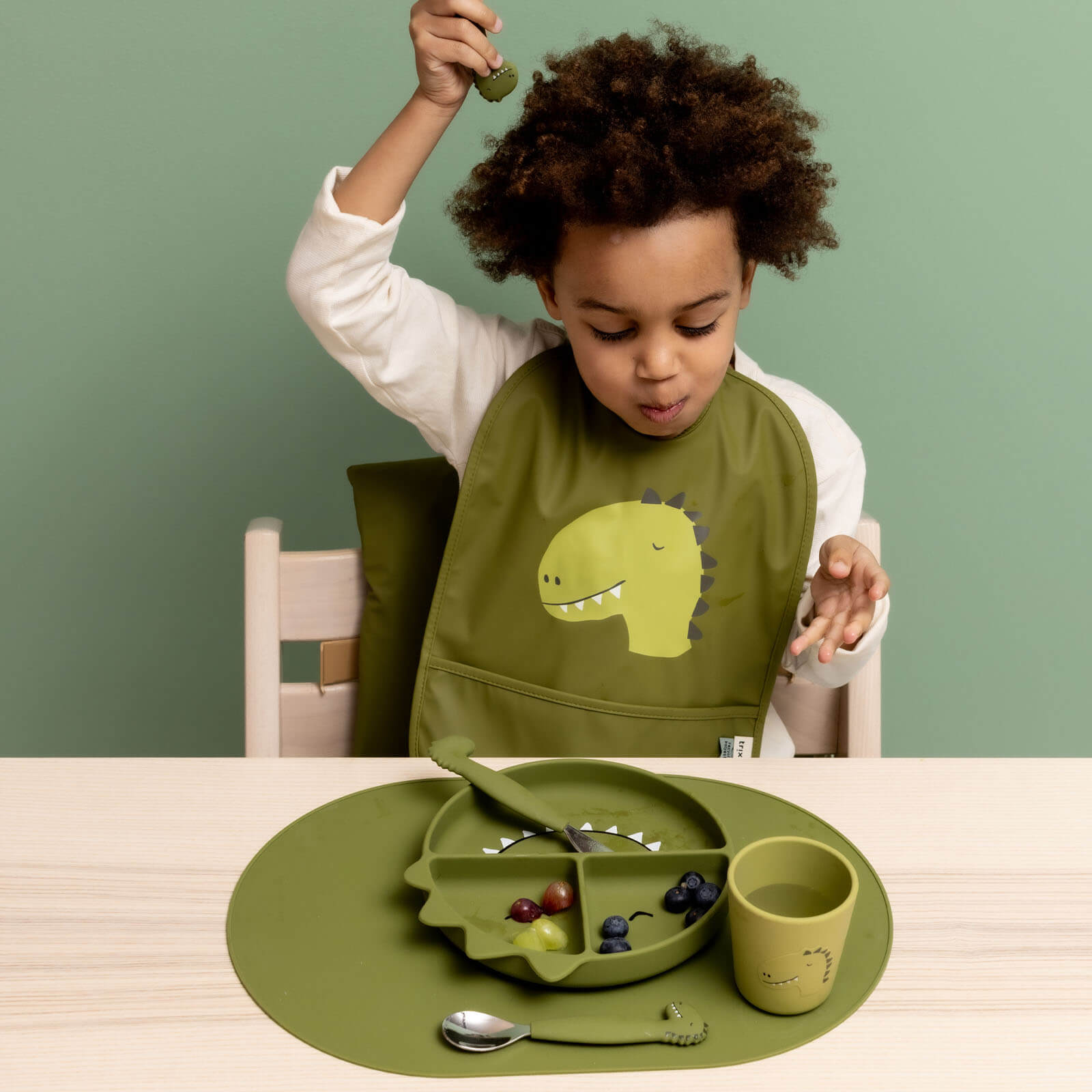 Trixie Silicone cutlery set 3-pack - Mr. Dino (Min. of 2 PK, multiples of 2 PK)