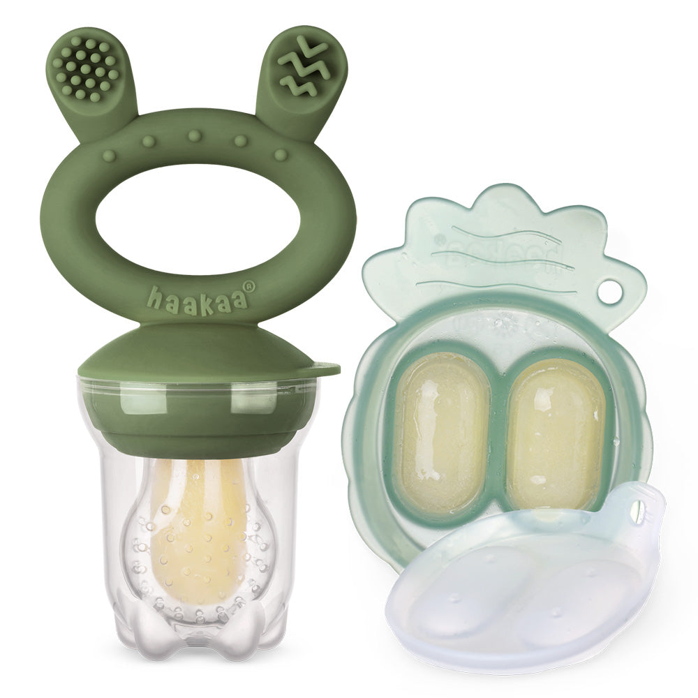 Freeze-N-Feed Mini Combo - Olive Green Feeder + Pea Green Tray (Min. of 2 multiples of 2)