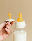 BIBS Glass Baby Bottle Round Latex 1 pack 120 ml Slow Flow Ivory (Min. of 2 PK , multiples of 2 PK)