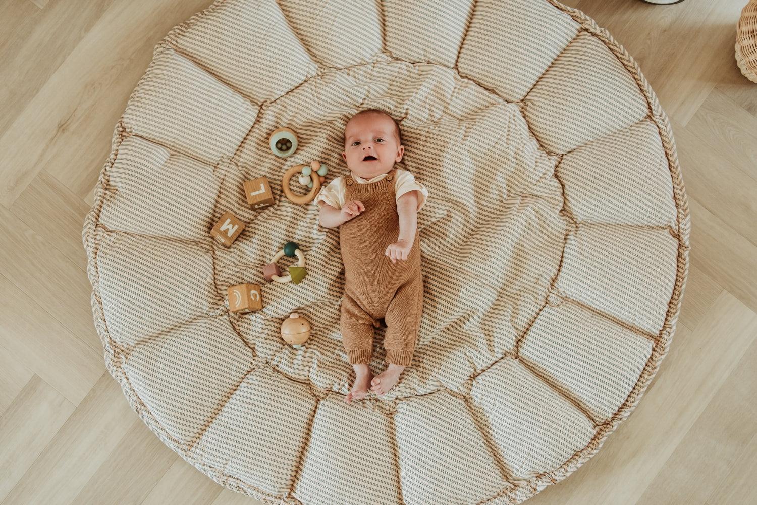 Play&Go Bloom Stripes Blue organic babymat (Min of 1, multiples of 1)