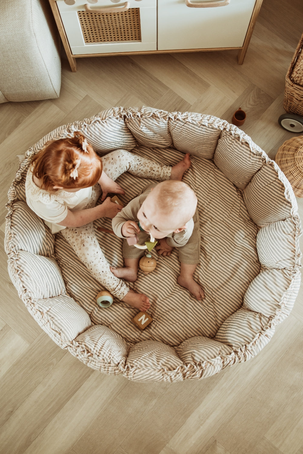 Play&Go Bloom Stripes Blue organic babymat (Min of 1, multiples of 1)