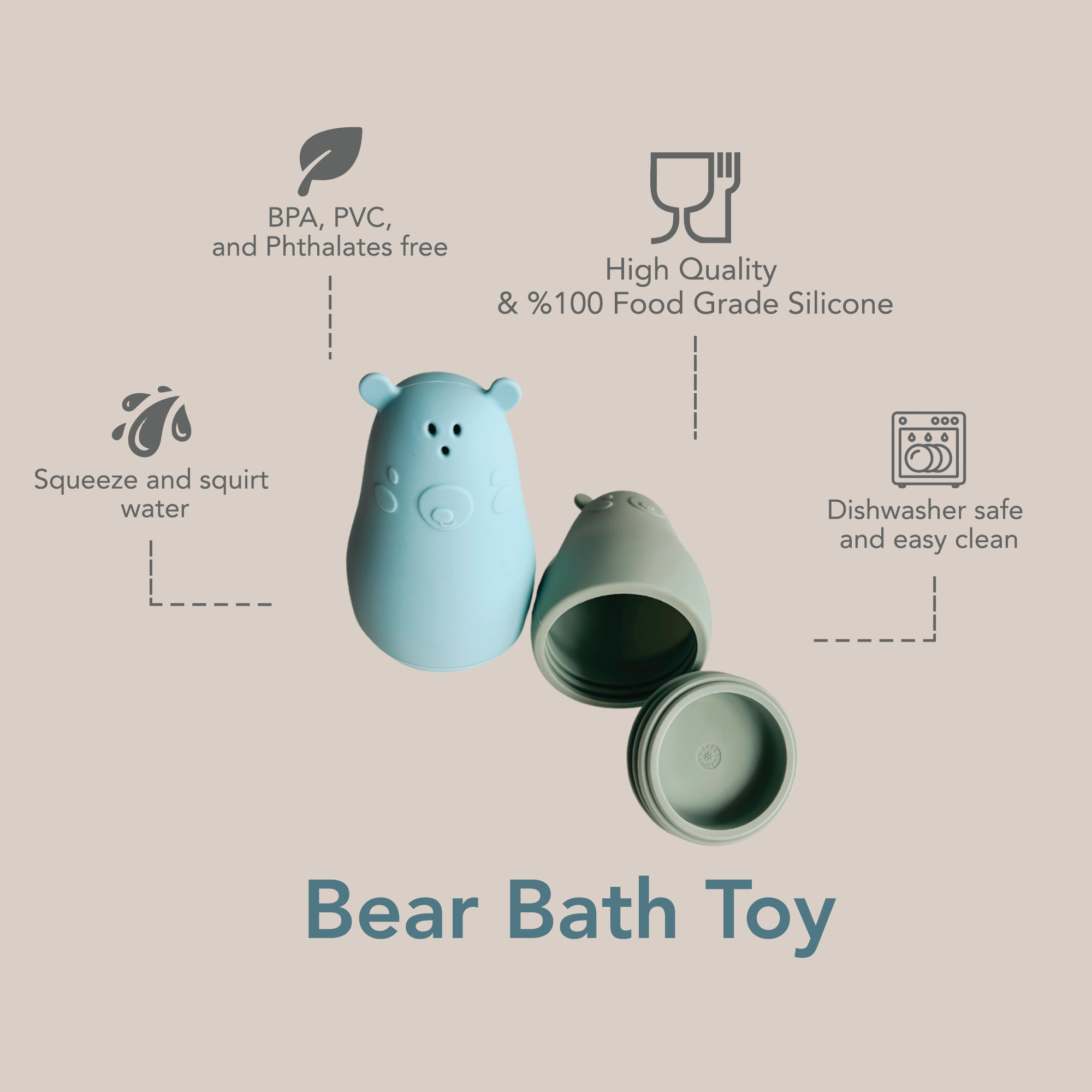 noüka Bear Bath Toy-Leaf Set (Min. of 2 PK, Multiples of 2 PK)
