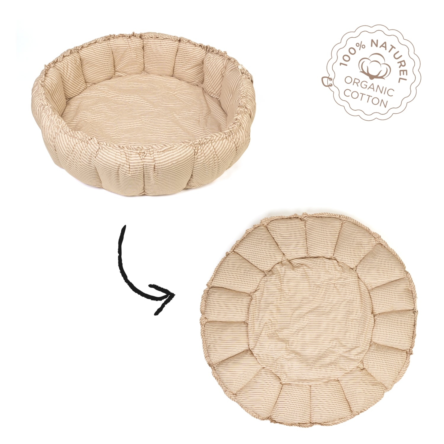 Play&Go Bloom Stripes Brown organic babymat (Min of 1, multiples of 1)