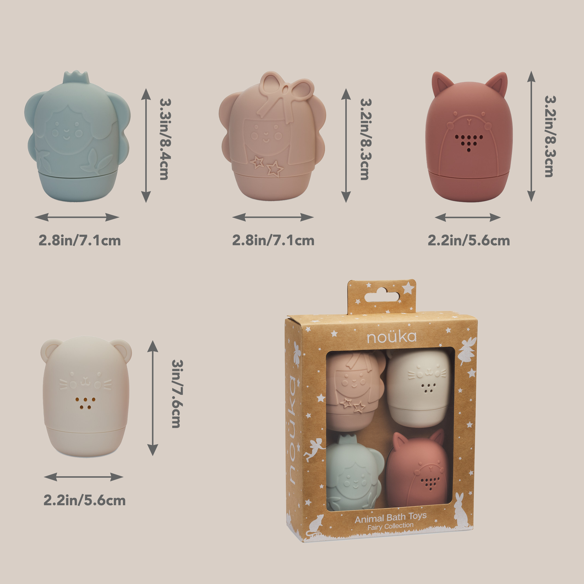 noüka Animal Bath Toys Fairy Collection - Fairy Sparkles (Sold in Case of 2, Qty of 1=2 products)