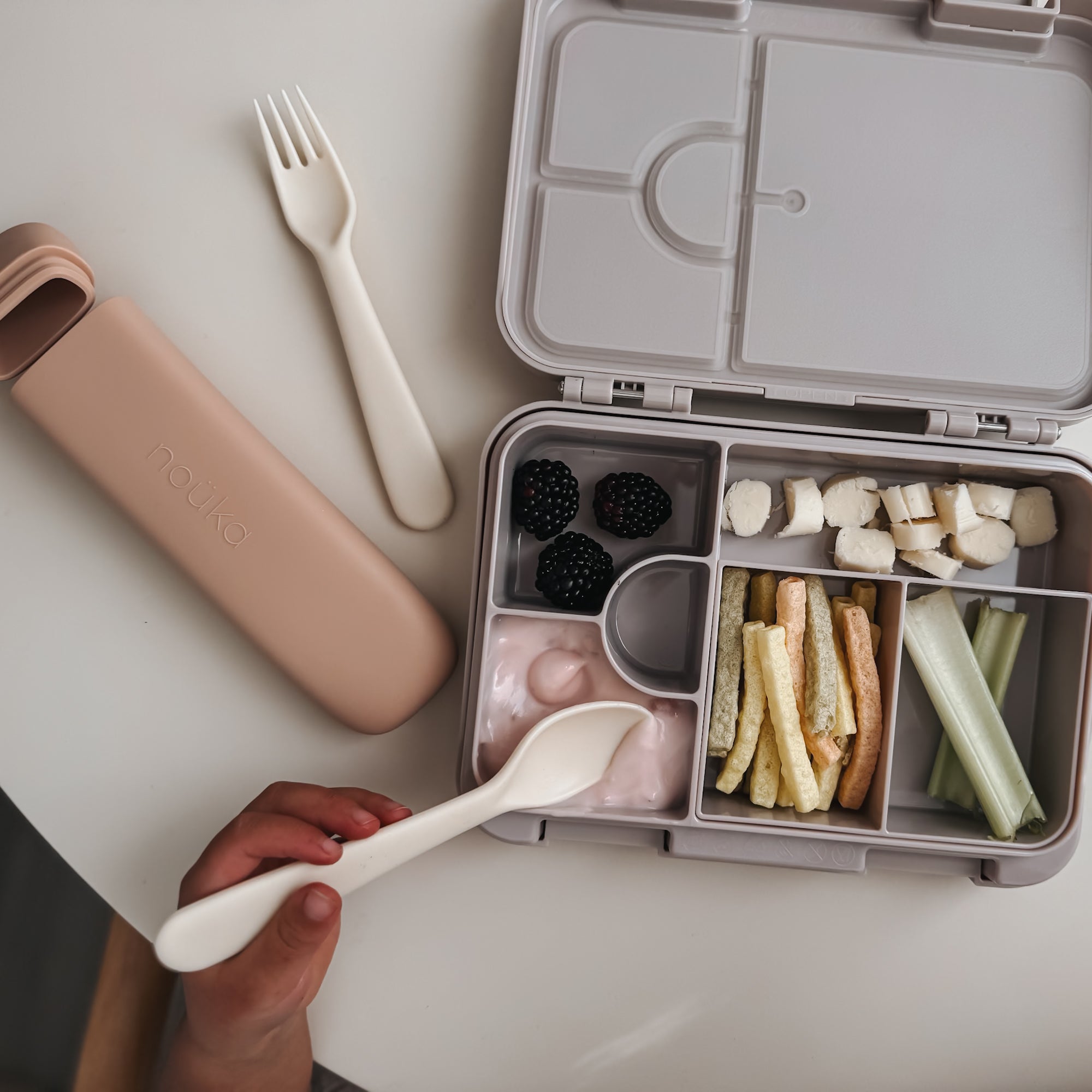 noüka Reusable Utensil Set & Carry Case - Soft Blush (Sold in Case of 2, Qty of 1=2 products)
