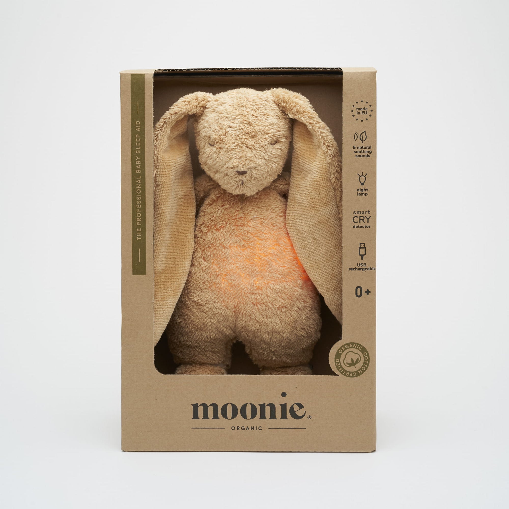 Moonie Organic Humming Bunny With Lamp - Cappuccino (Min. of 2 PK, multiples of 2 PK)