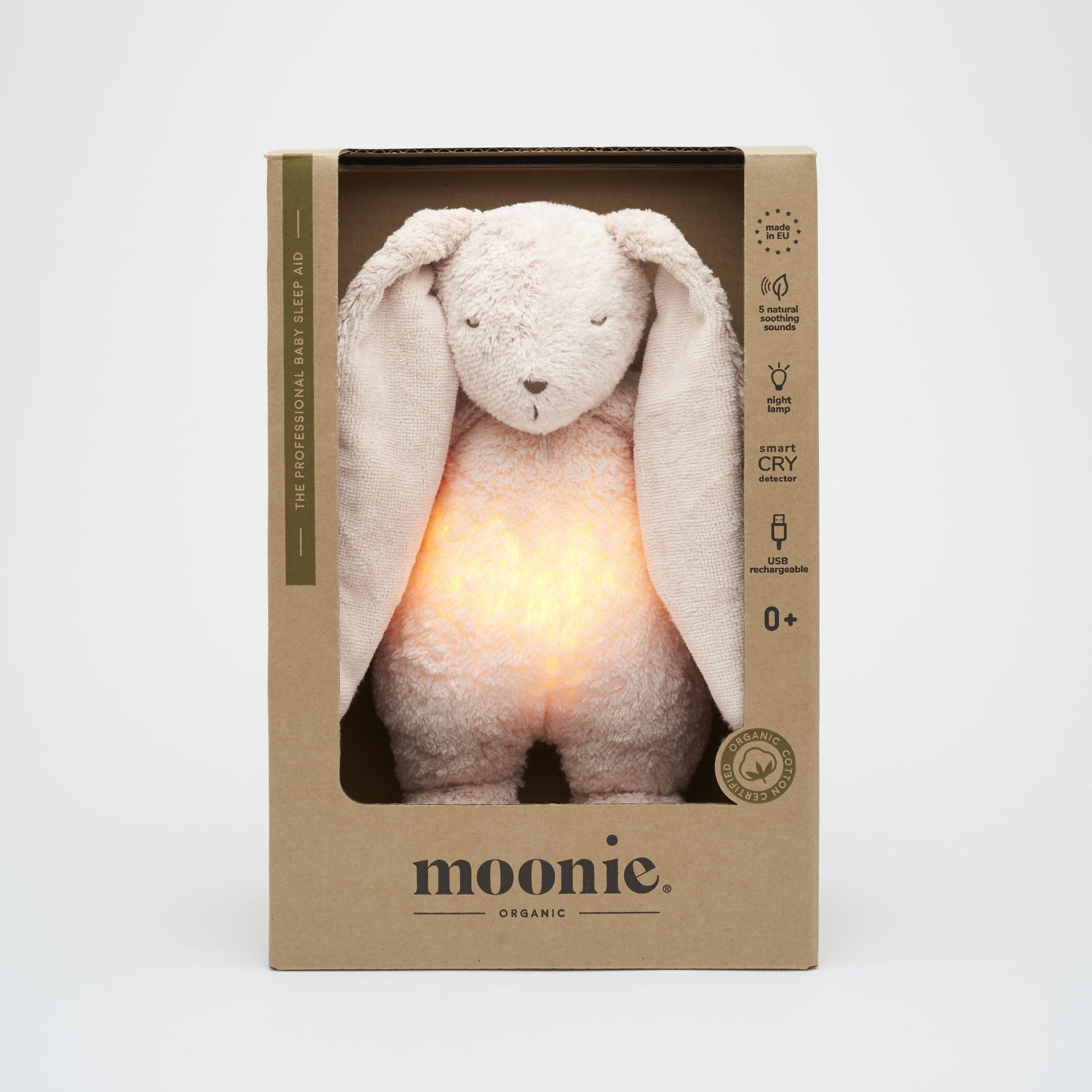 Moonie Organic Humming Bunny With Lamp - Rose (Min. of 2 PK, multiples of 2 PK)