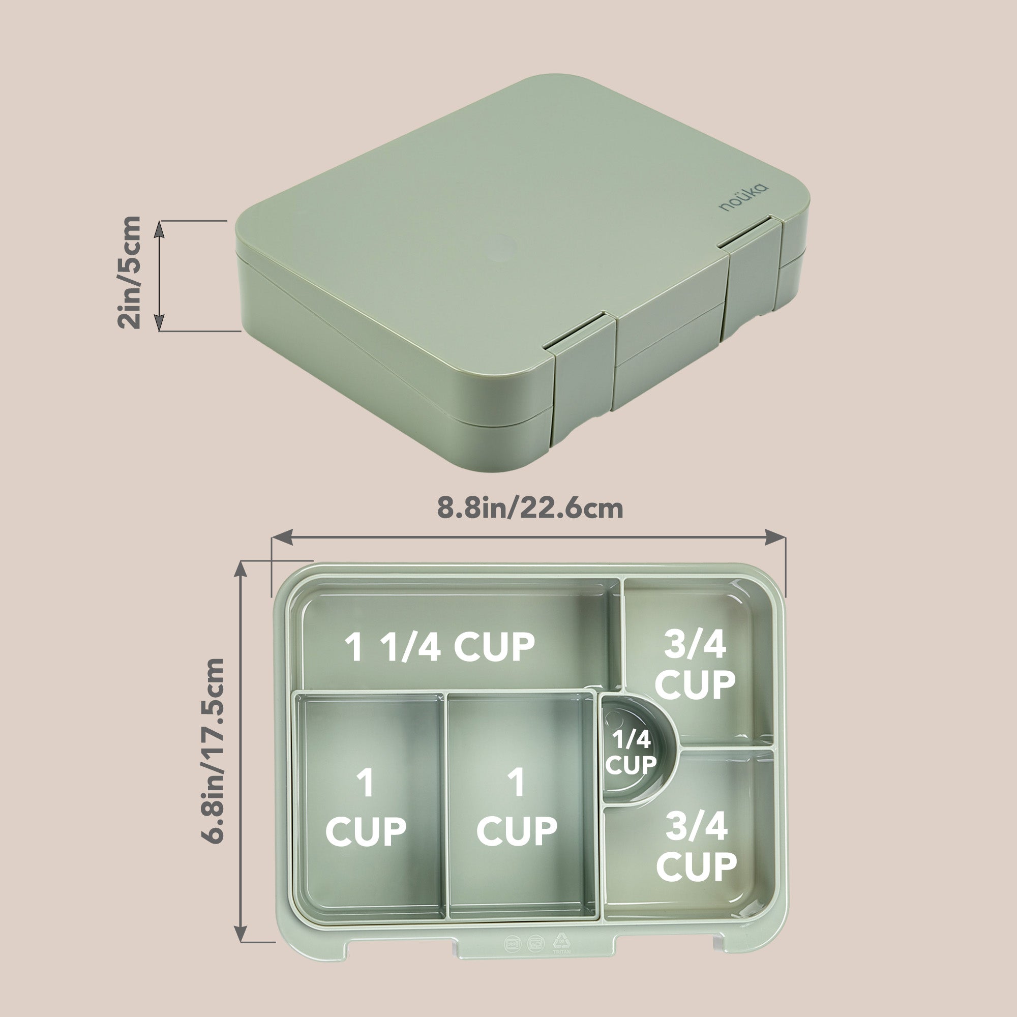 noüka Grand Bento Lunch Box - Moss (Min. of 2 PK, Multiples of 2 PK)