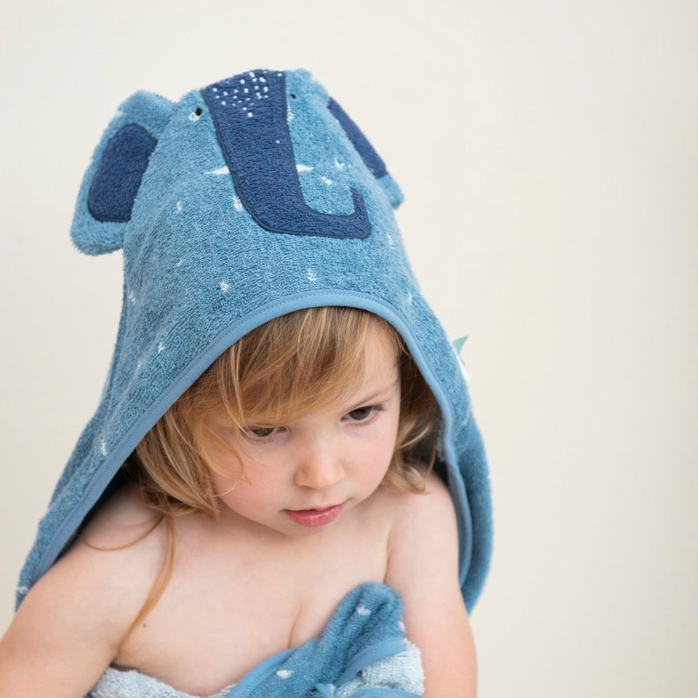 Trixie Hooded towel | 75x75cm - Mrs. Elephant (Min. of 2 PK, multiples of 2 PK)