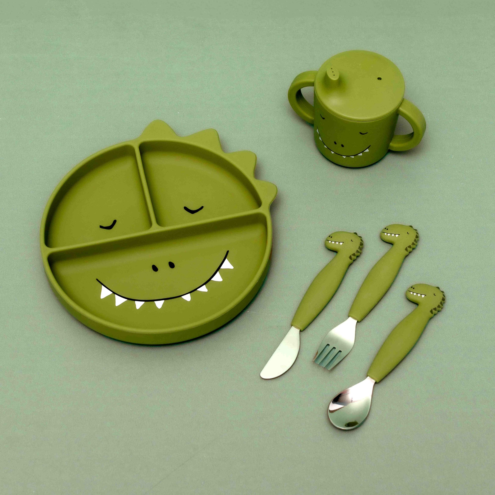 Trixie Silicone cutlery set 3-pack - Mr. Dino (Min. of 2 PK, multiples of 2 PK)