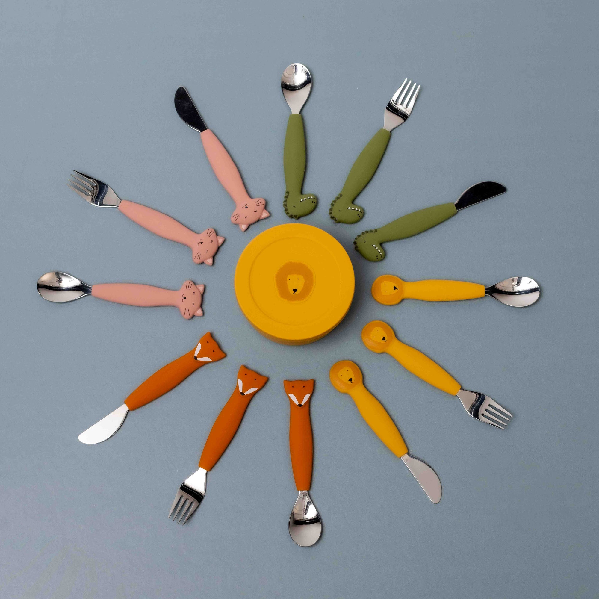 Trixie Silicone cutlery set 3-pack - Mr. Fox (Min. of 2 PK, multiples of 2 PK)