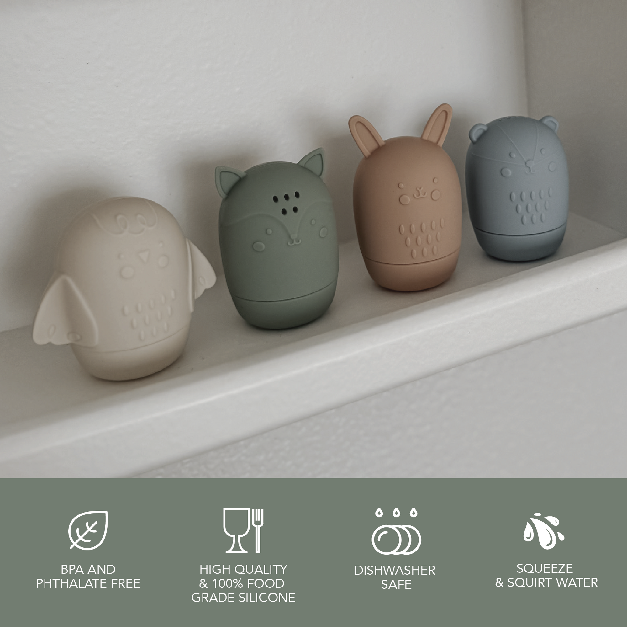 noüka Animal Bath Toys Woodland Collection - Woodland (Sold in Case of 2, Qty of 1=2 products)