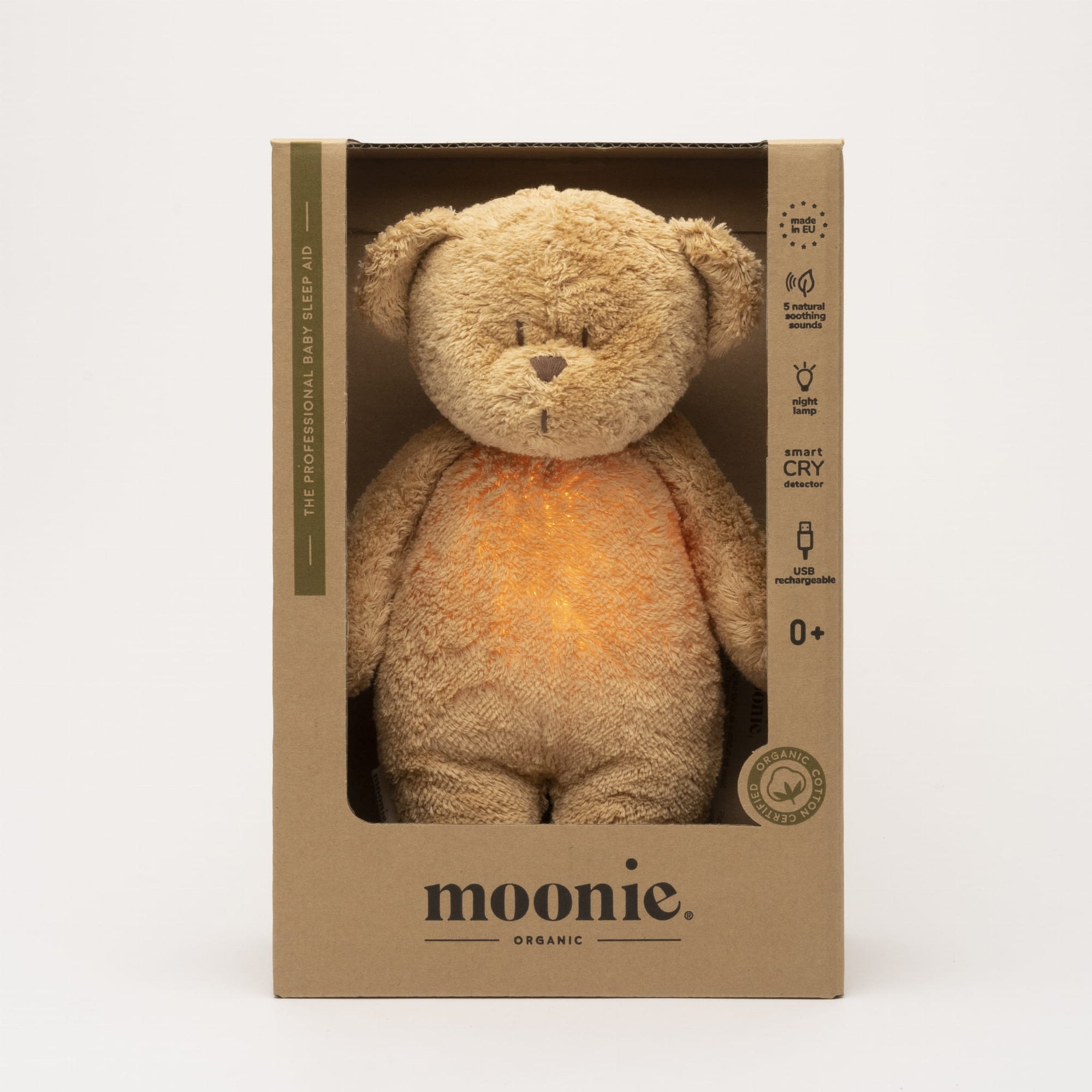 Moonie Organic Humming Bear With Lamp - Cappuccino (Min. of 2 PK, multiples of 2 PK)