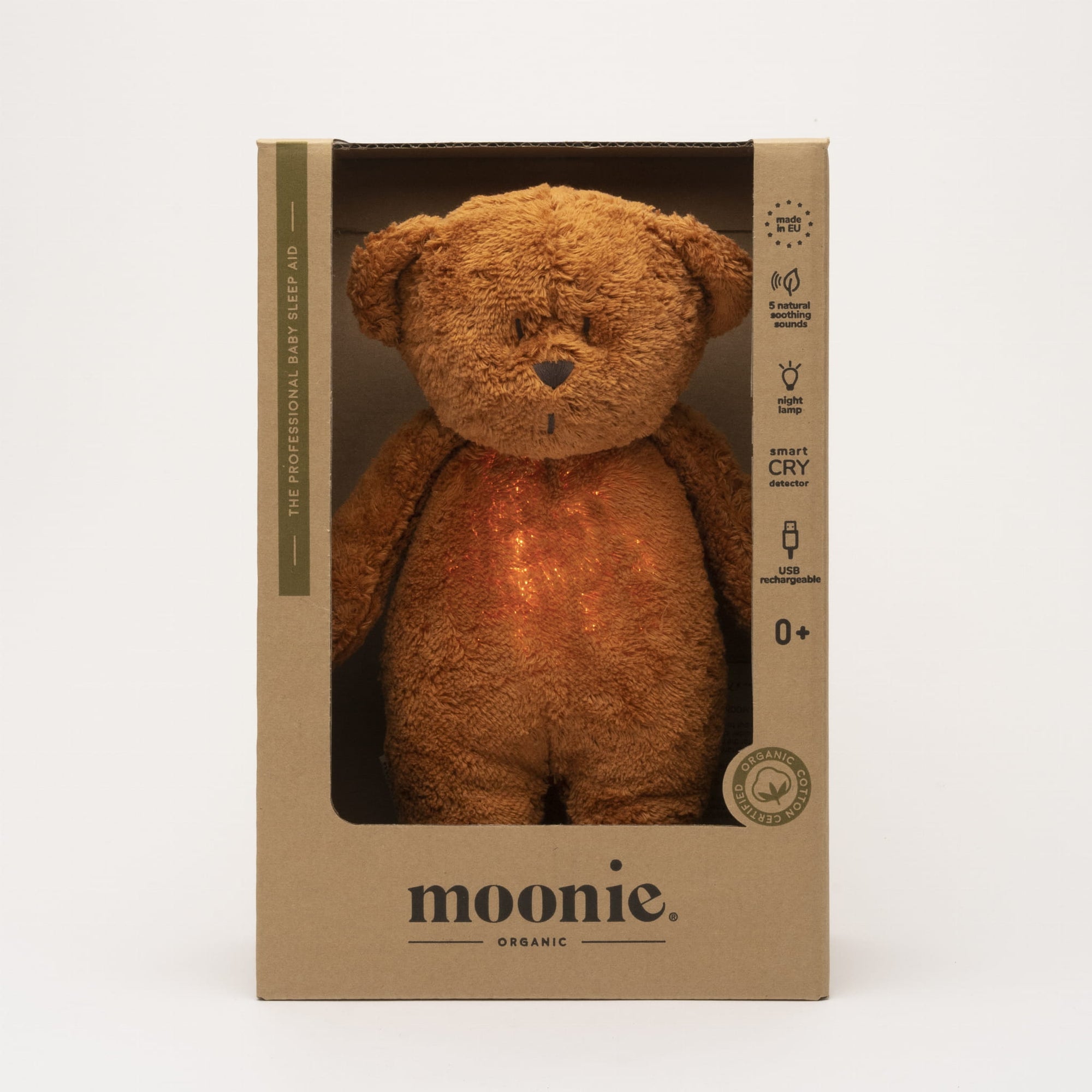 Moonie Organic Humming Bear With Lamp - Caramel (Min. of 2 PK, multiples of 2 PK)
