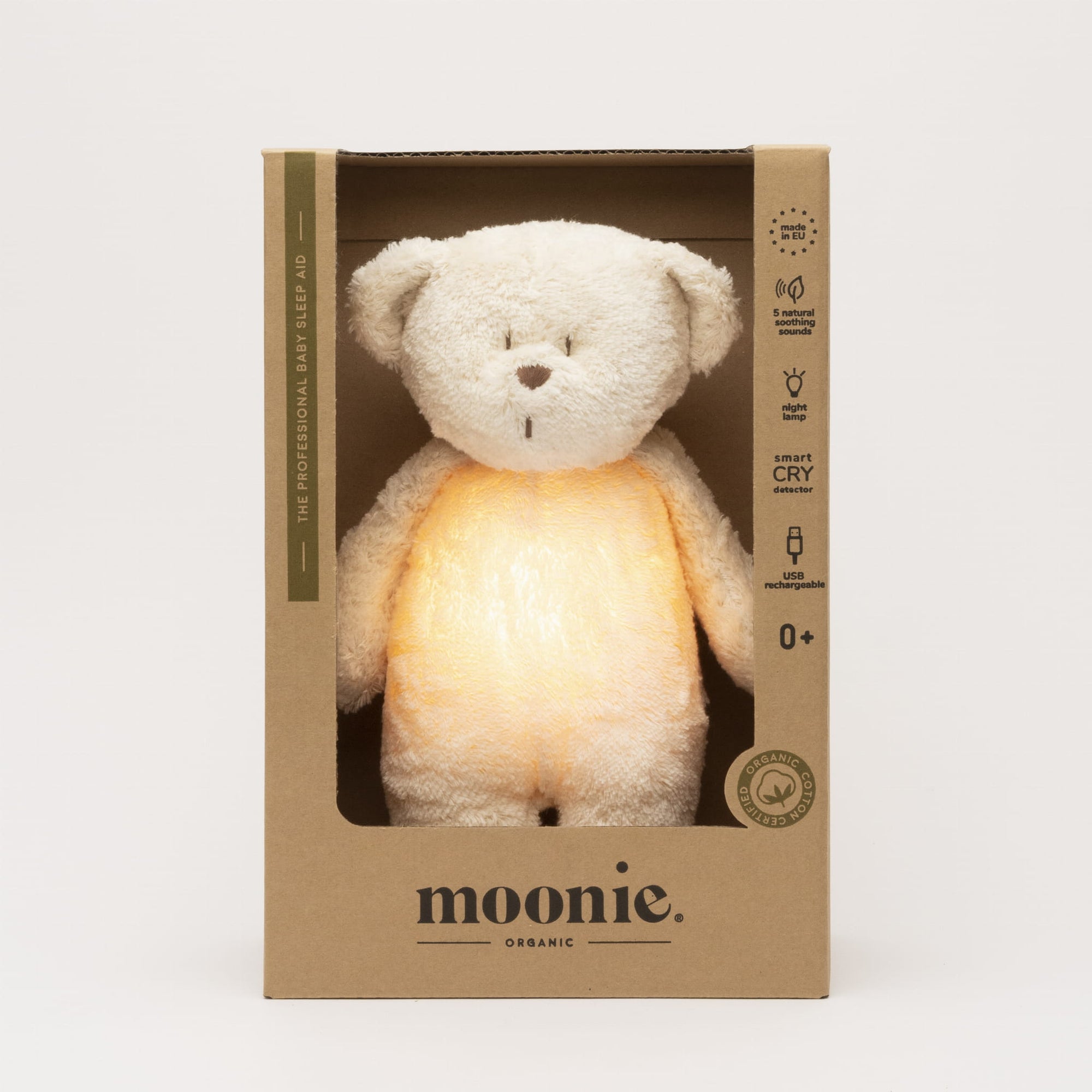 Moonie Organic Humming Bear With Lamp - Polar (Min. of 2 PK, multiples of 2 PK)
