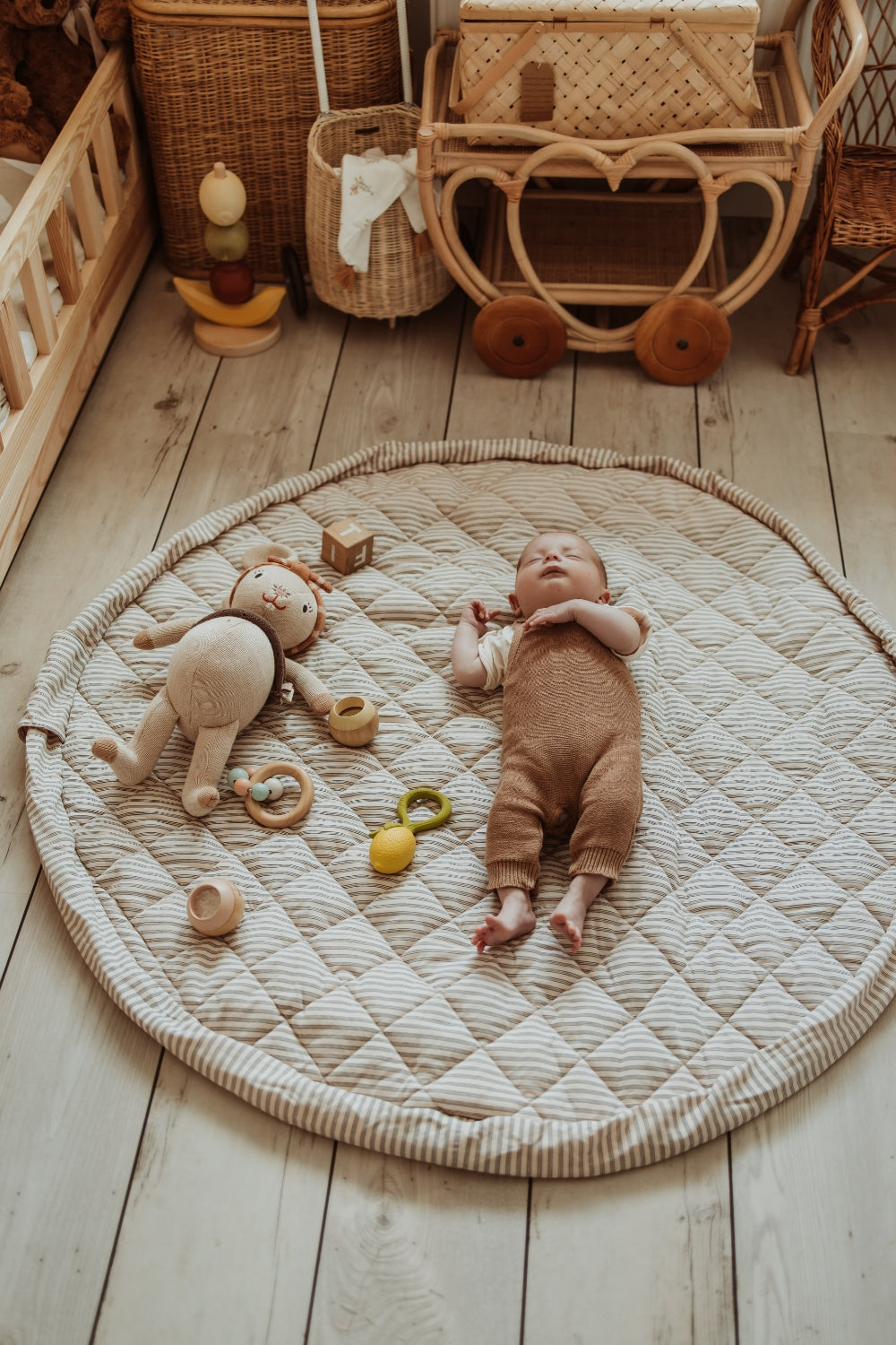 Play&Go Stripes Blue organic babymat (Min of 1, multiples of 1)