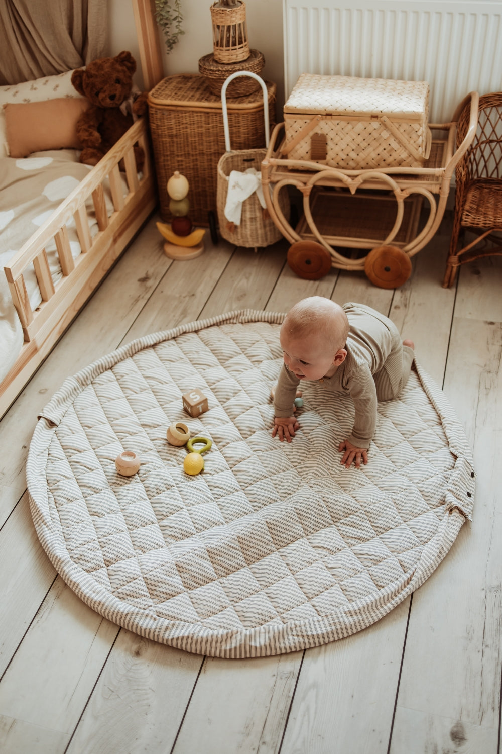 Play&Go Stripes Blue organic babymat (Min of 1, multiples of 1)