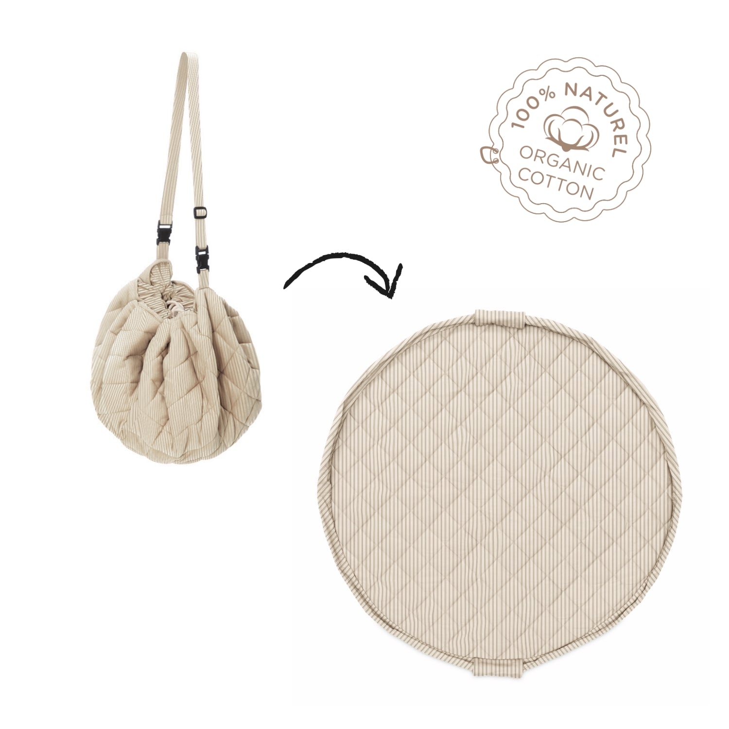 Play&Go Stripes Blue organic babymat (Min of 1, multiples of 1)