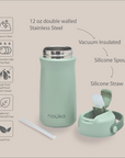 noüka Stainless Steel Drinking Bottle 12 Oz Susan Collection - Moss (Min. of 2 PK, Multiples of 2 PK)