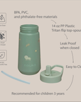 noüka Flip-Top Straw Drinking Bottle 14 Oz Henry Collection - Safari (Sold in Case of 2, Qty of 1=2 products)