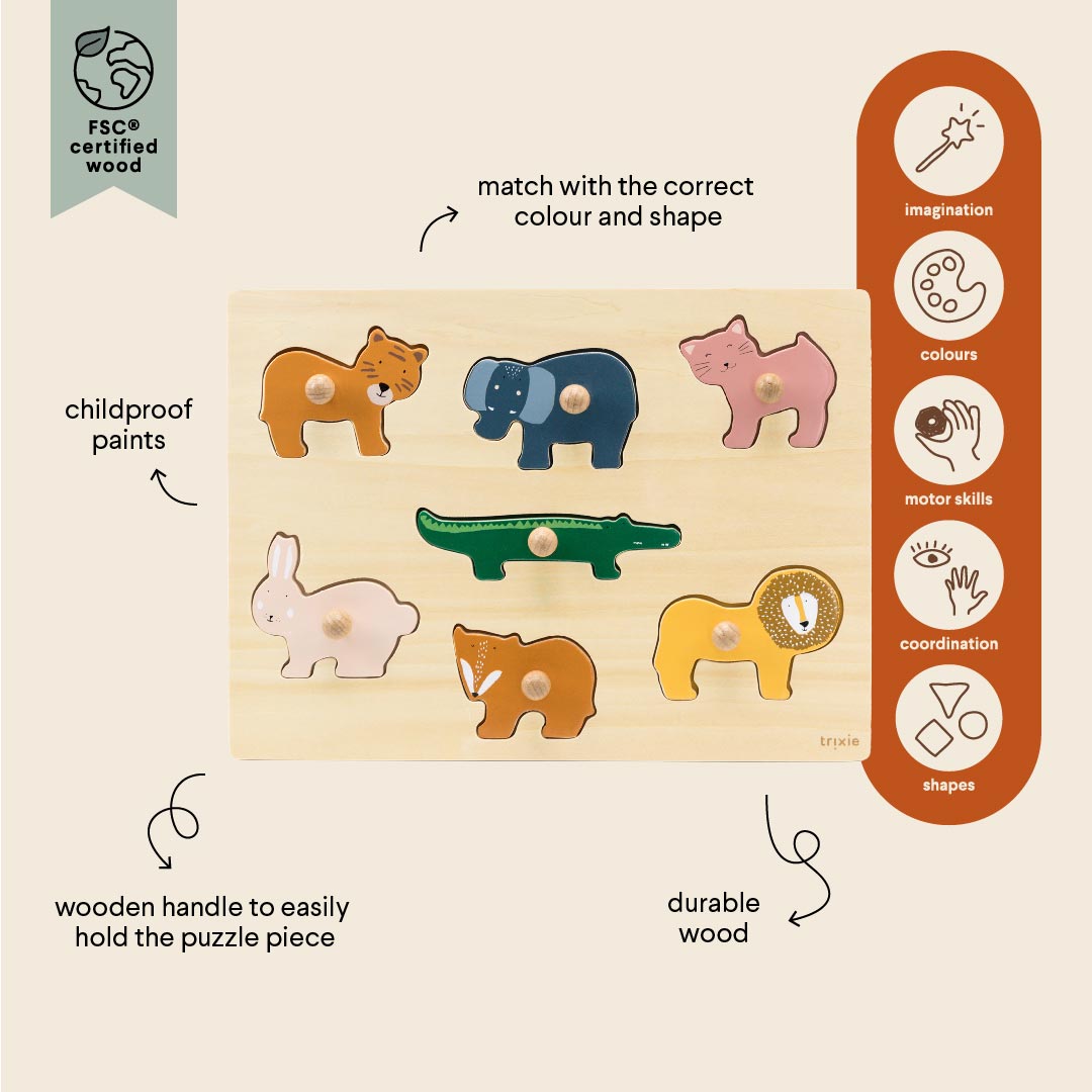 Trixie Wooden animal puzzle - 7pcs (Min. of 2 PK, multiples of 2 PK)