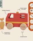 Trixie Wooden small fire truck (Min. of 3 PK, multiples of 3 PK)
