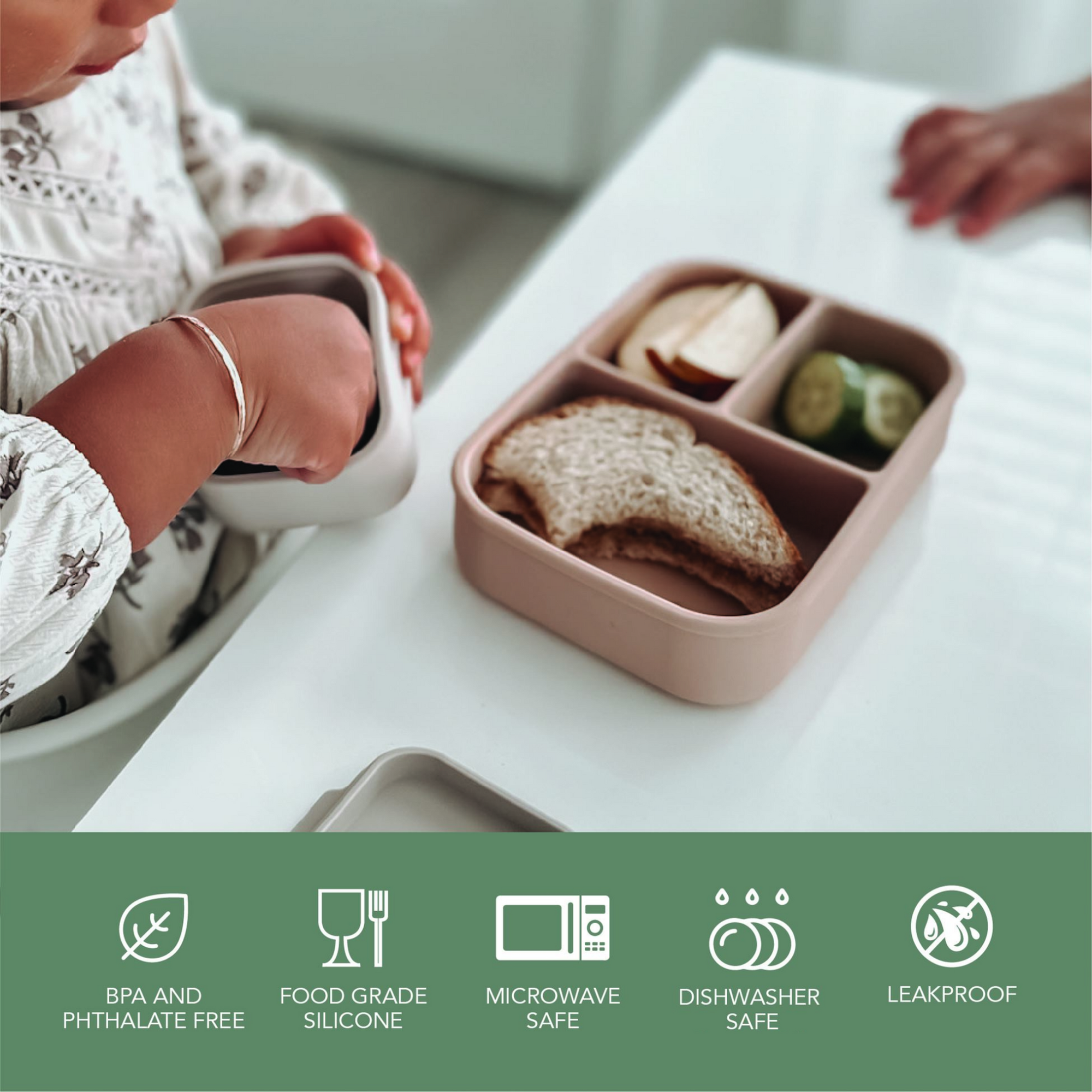 noüka Small Silicone Sealed Snack Box - Dust (Min. of 2 PK, Multiples of 2 PK)