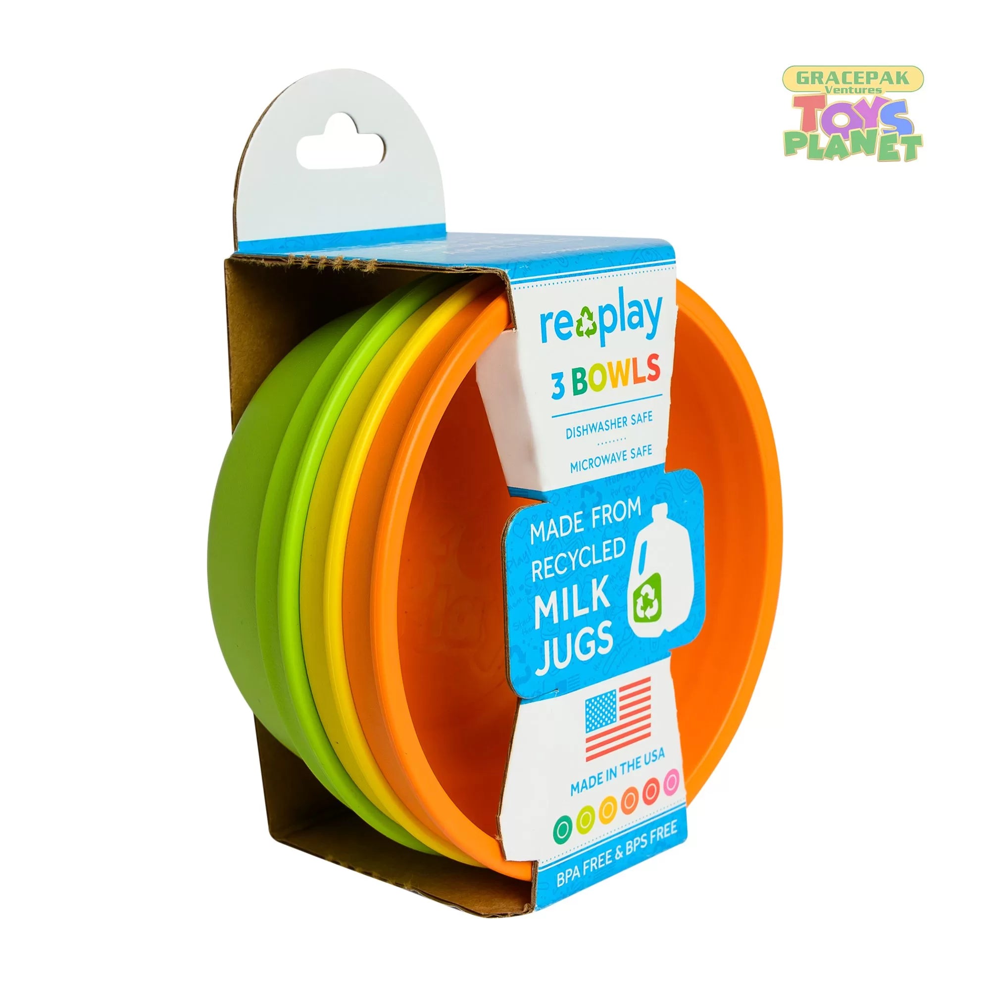 Re-play 3PK Packaged 12Oz Bowls, Ice Pink, Mint, White (Min. of 2 PK, Multiples of 2 PK)
