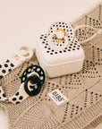 BIBS Studio Pacifier Clip Loop Polka Ivory Black (Min. of 2 PK , multiples of 2 PK)