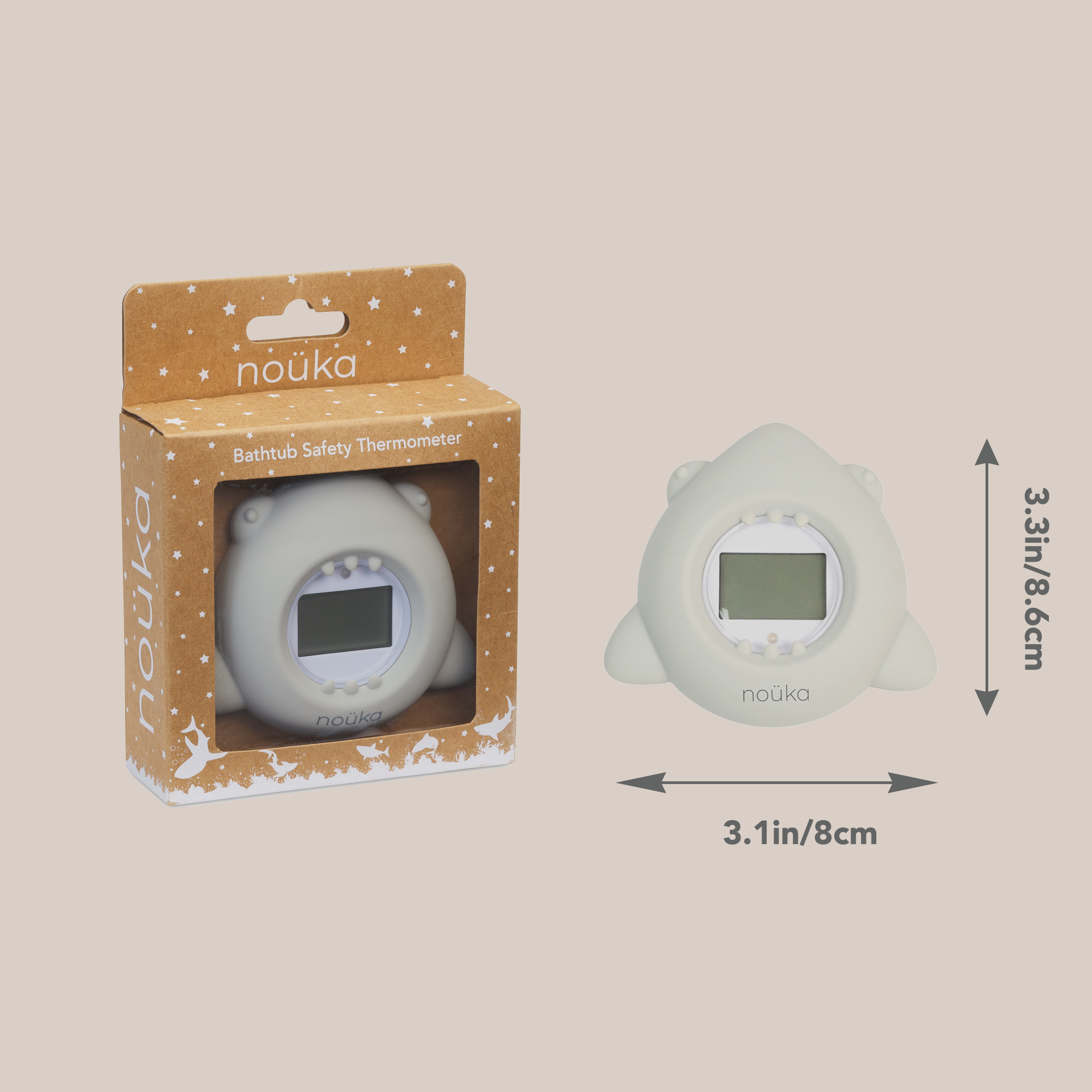 noüka Bathtub Safety Thermometer Shark - Light Storm (Sold in Case of 2, Qty of 1=2 products)