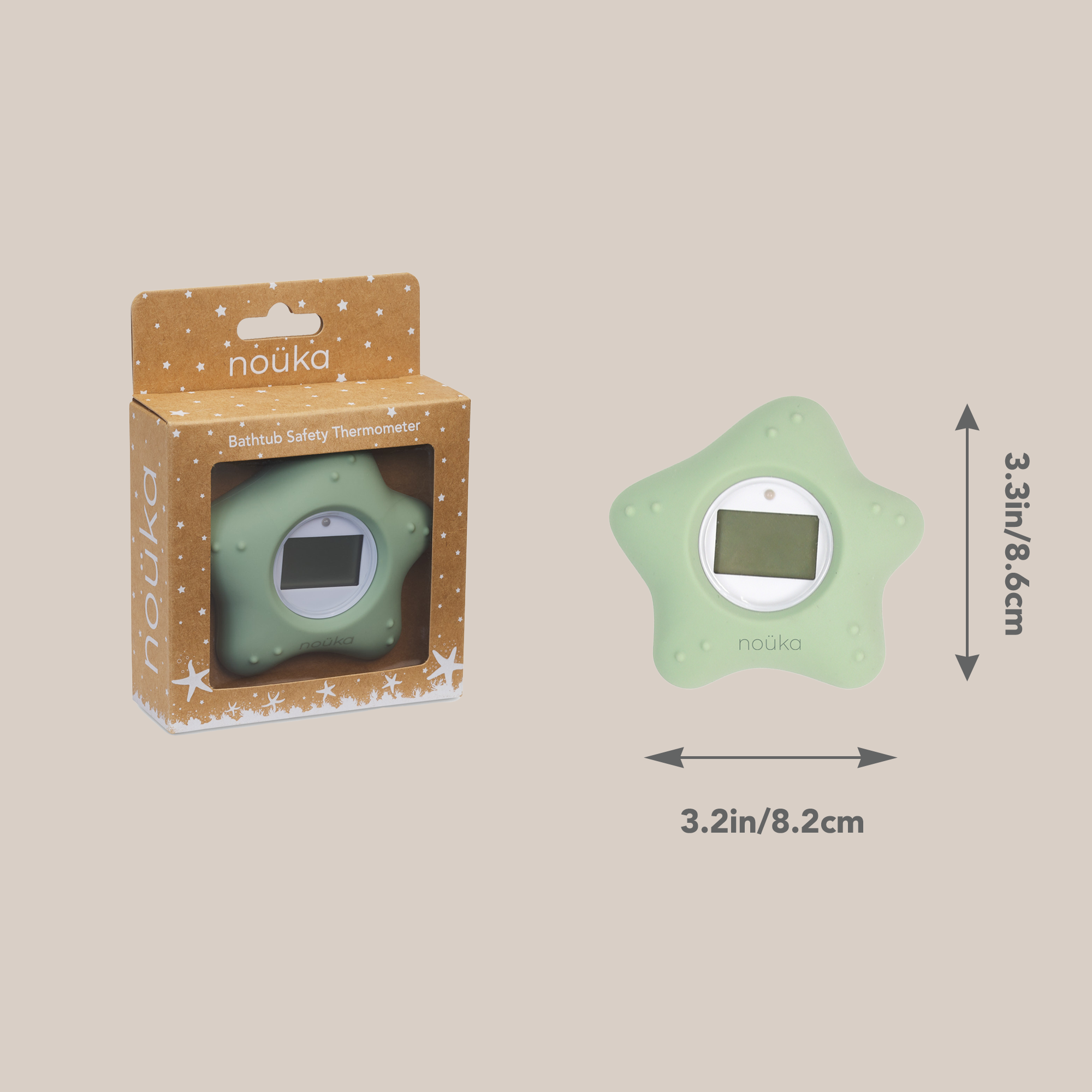 noüka Bathtub Safety Thermometer Starfish - Moss (Sold in Case of 2, Qty of 1=2 products)