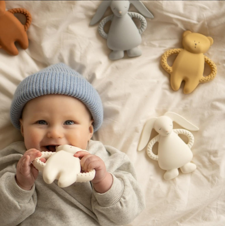 Moonie Bunny Natural Rubber Teether - Sand (Min. of 2 PK, multiples of 2 PK)