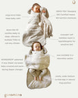 günamüna Transitional Swaddle Sleep Sack Duvet Bamboo Giraffe Moss 2.5 TOG (Min. of 2, multiples of 2)