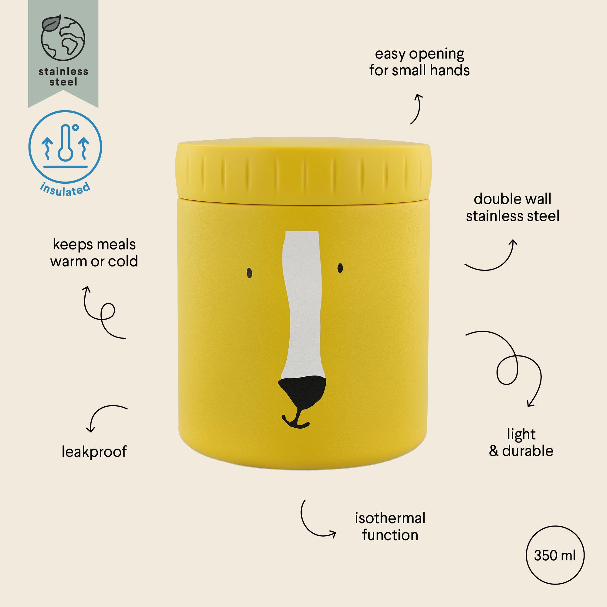 Trixie Insulated food jar 350ml - Mr. Lion (Min. of 3 PK, multiples of 3 PK)