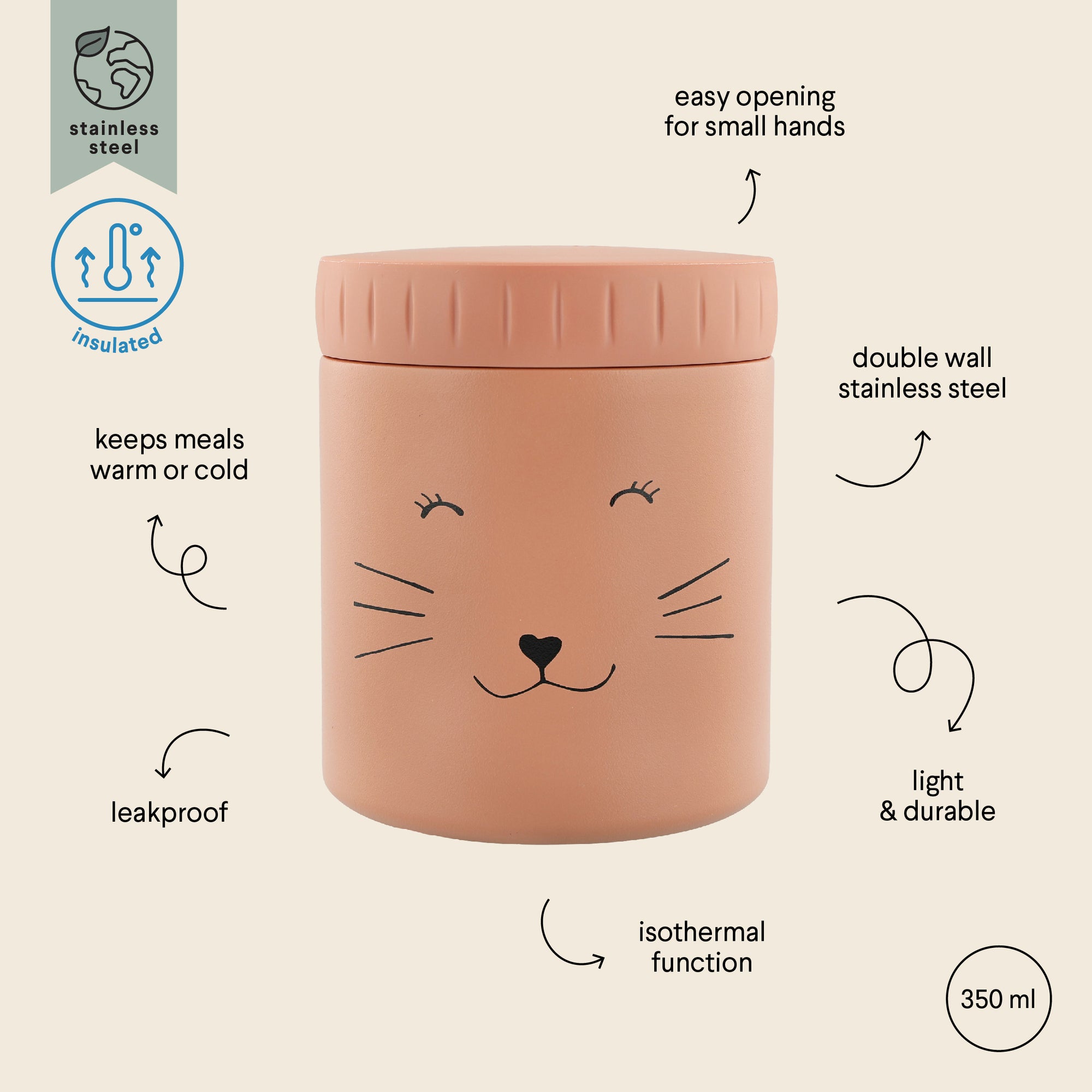 Trixie Insulated food jar 350ml - Mrs. Cat (Min. of 3 PK, multiples of 3 PK)