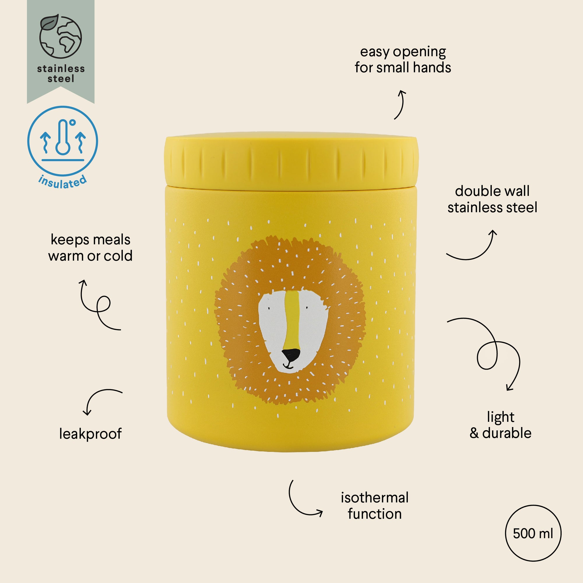 Trixie Insulated lunch pot 500ml - Mr. Lion (Min. of 3 PK, multiples of 3 PK)