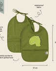 Trixie Waterproof bib 2-pack - Mr. Dino (Min. of 2 PK, multiples of 2 PK)