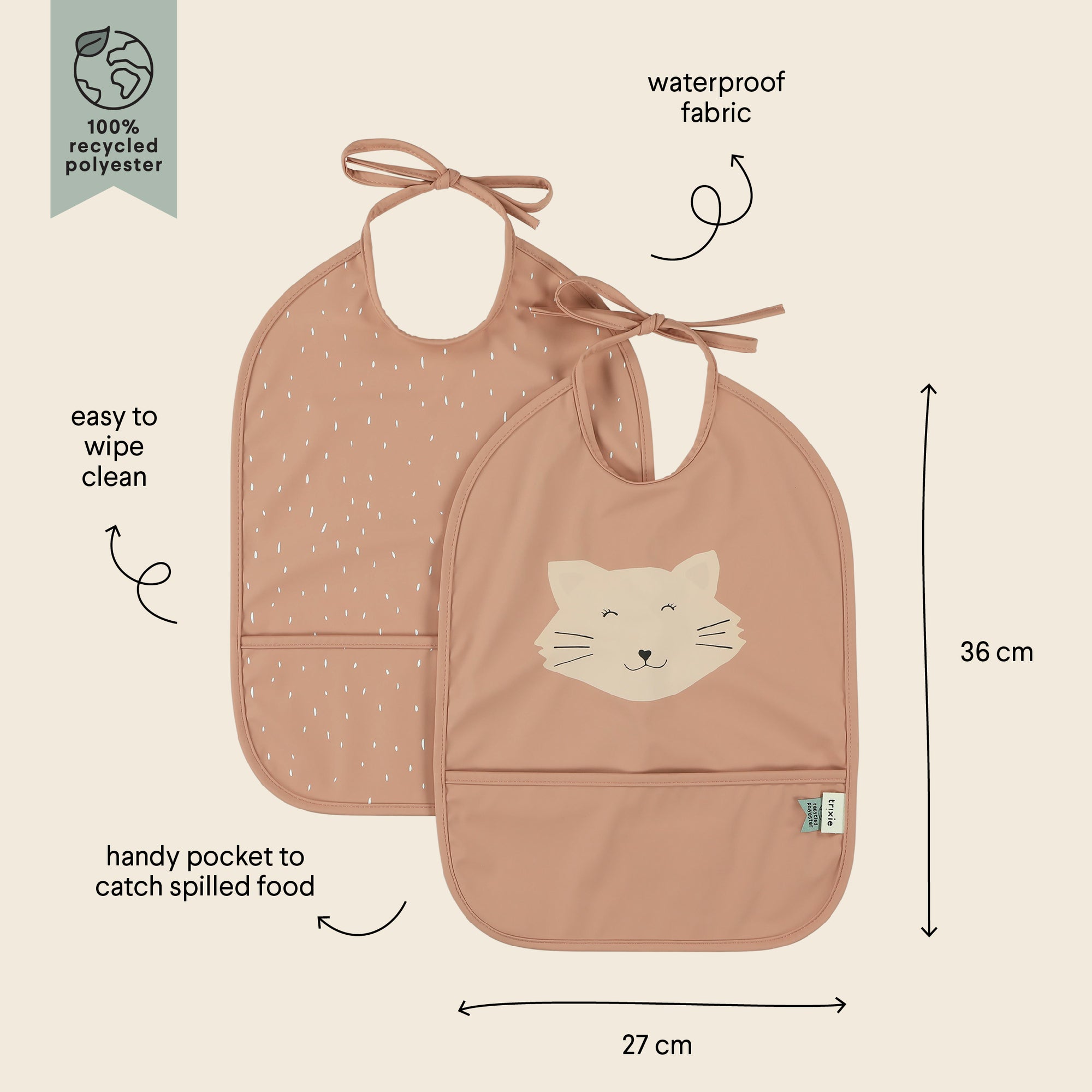 Trixie Waterproof bib 2-pack - Mrs. Cat (Min. of 2 PK, multiples of 2 PK)