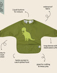 Trixie Waterproof long sleeve bib - Mr. Dino (Min. of 3 PK, multiples of 3 PK)