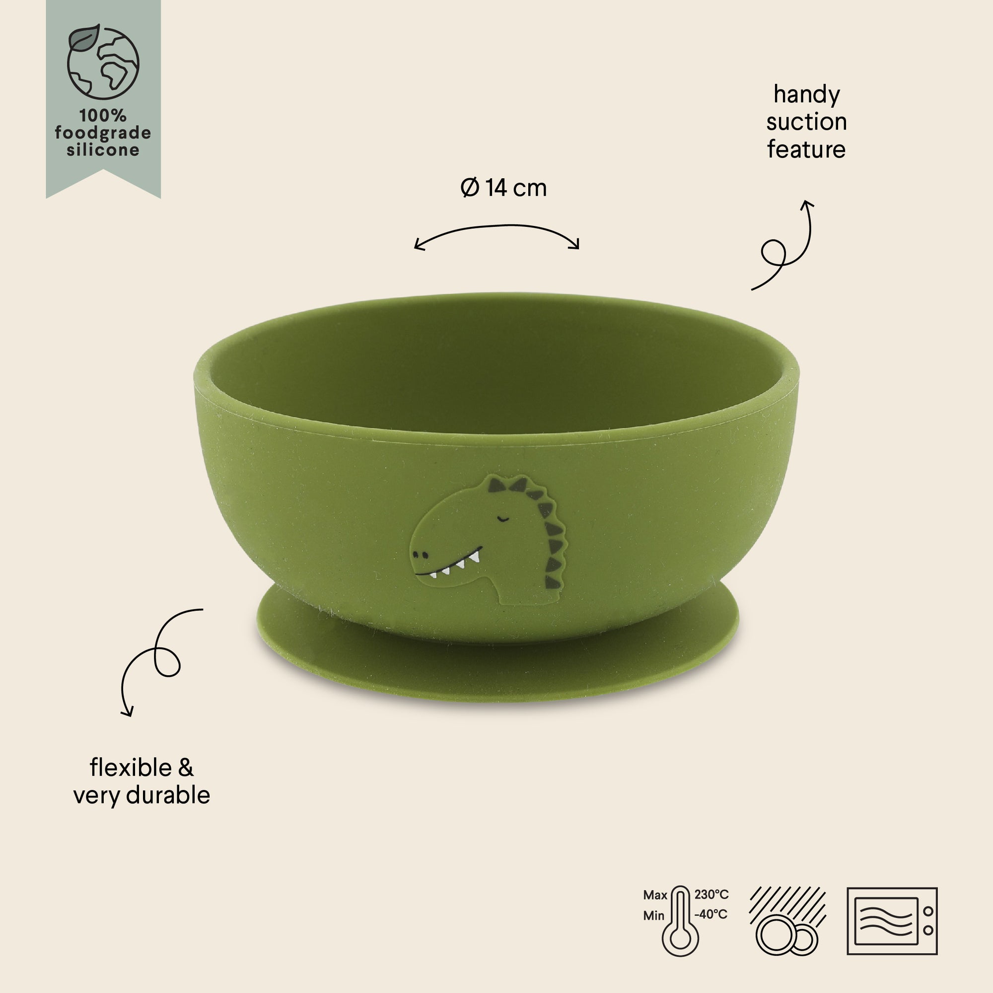 Trixie Silicone bowl with suction - Mr. Dino (Min. of 2 PK, multiples of 2 PK)