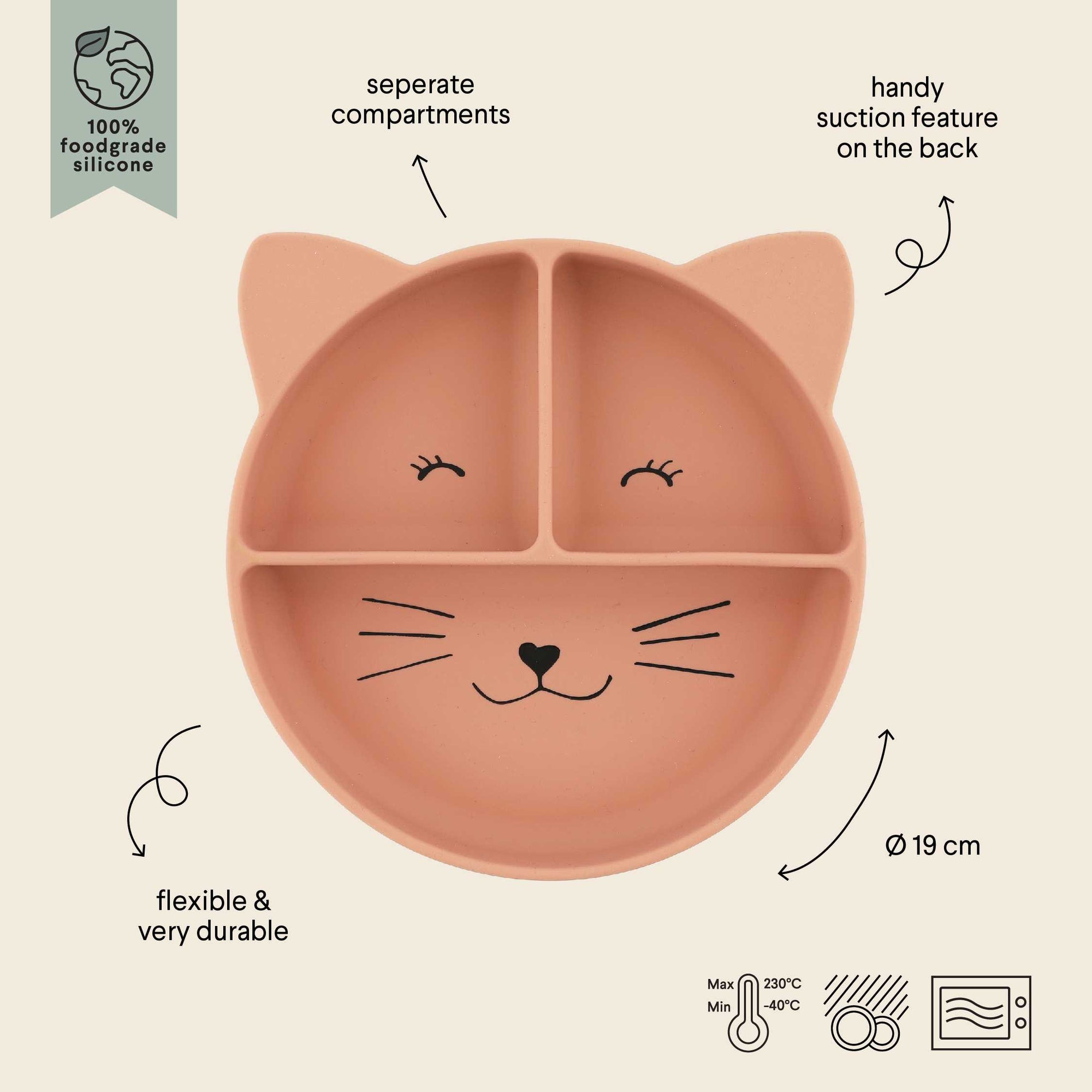 Trixie Silicone divided suction plate - Mrs. Cat (Min. of 2 PK, multiples of 2 PK)