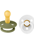 BIBS Pacifier Original COLOUR Latex 2 PK Olive / White (Min. of 2 PK, multiples of 2 PK)